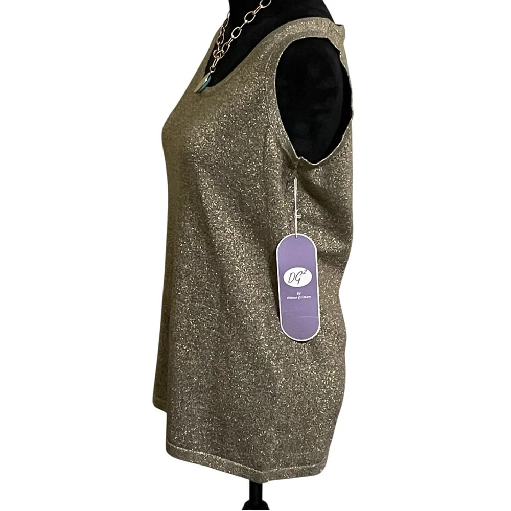 DG 2 DIANE GILMAN NWTS GOLD METALLIC TANK SZ MED - Picture 4 of 13